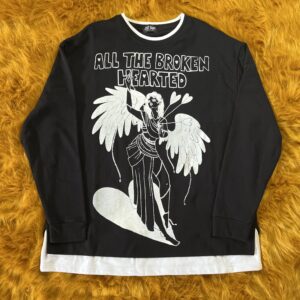 Broken Hearted Angel Print Sweater Black