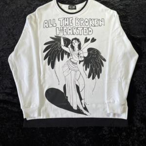 Broken Hearted Angel Print Sweater White