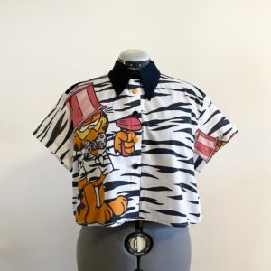 Vintage Garfield Cropped Button Up