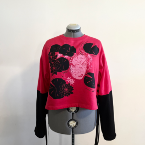 Lily Pad Crop Lace Up Sweater